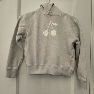 Bonpoint Light Gray Hoodie with Cherry Print. In pristine condition.